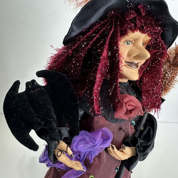 Vintage Dan Dee Collectors Choice Witch Table Top Tree Purple Dress Bat Broom - Picture 6 of 12